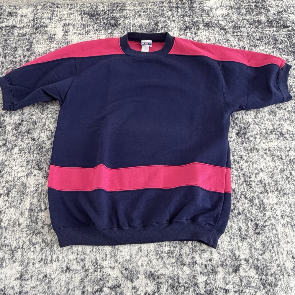 VTG Women's Pro Spirit Sweatsuit Sweater Half Sleeve Shorts Blue Pink Set Size M - Picture 2 of 13
